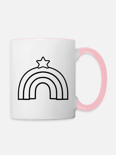 Regenbogen - Tasse zweifarbig - Weiß/Pink