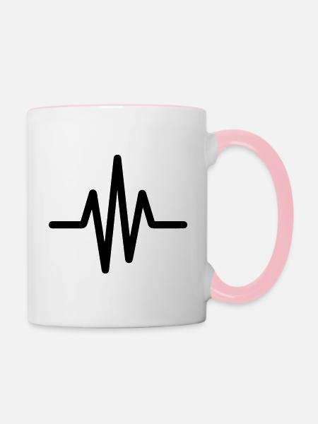 Puls, Herzschlag - Tasse zweifarbig - Weiß/Pink