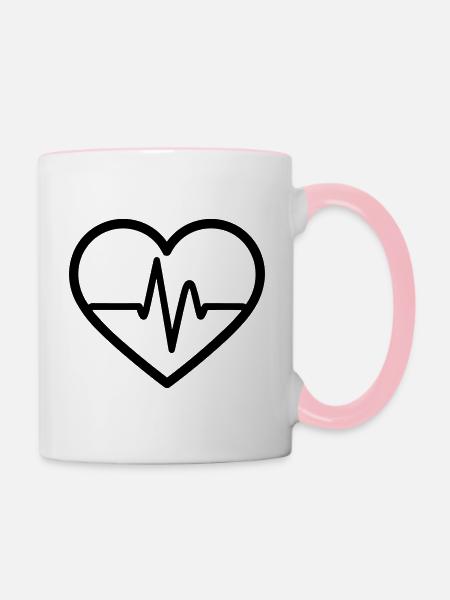 Herzschlag - Tasse zweifarbig - Weiß/Pink