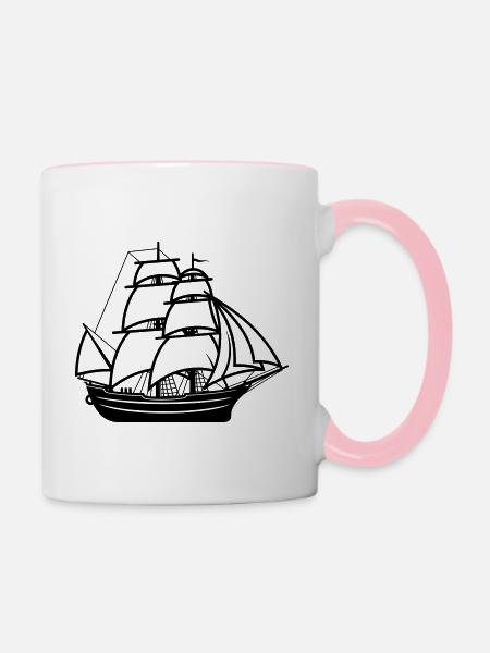 Piratenschiff - Tasse zweifarbig - Weiß/Pink