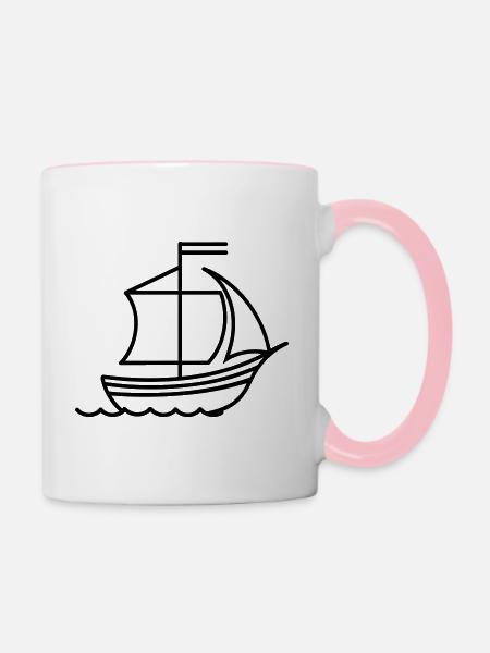 Piratenschiff - Tasse zweifarbig - Weiß/Pink