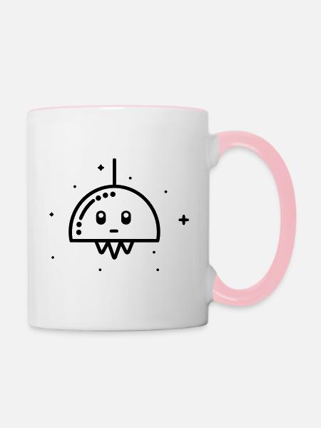 fliegende Untertasse - Tasse zweifarbig - Weiß/Pink