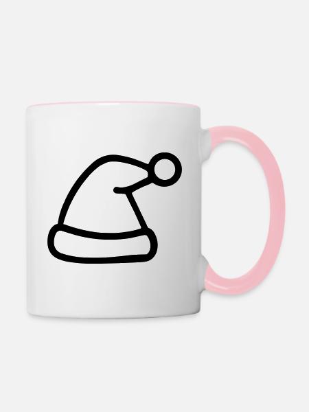 Weihnachtsmütze - Tasse zweifarbig - Weiß/Pink