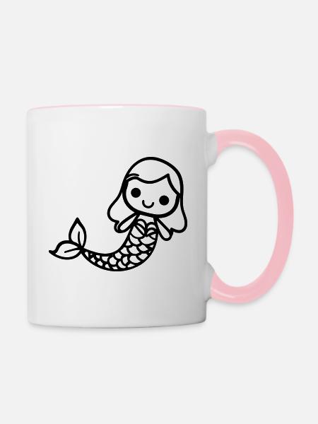 Meerjungfrau - Tasse zweifarbig - Weiß/Pink