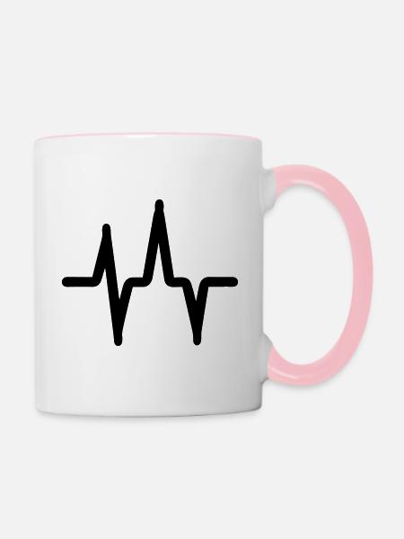 Herzschlag - Tasse zweifarbig - Weiß/Pink