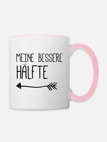 Valentinstag Partnershirt: meine bessere Hälfte - Tasse zweifarbig - Weiß/Pink