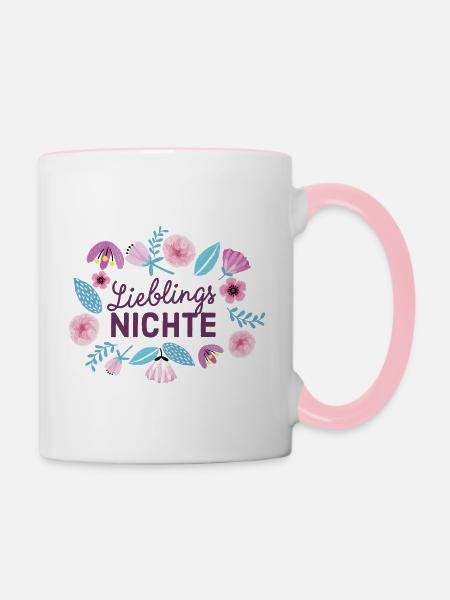 Lieblingsnichte Geschenk für Nichte - Tasse zweifarbig - Weiß/Pink