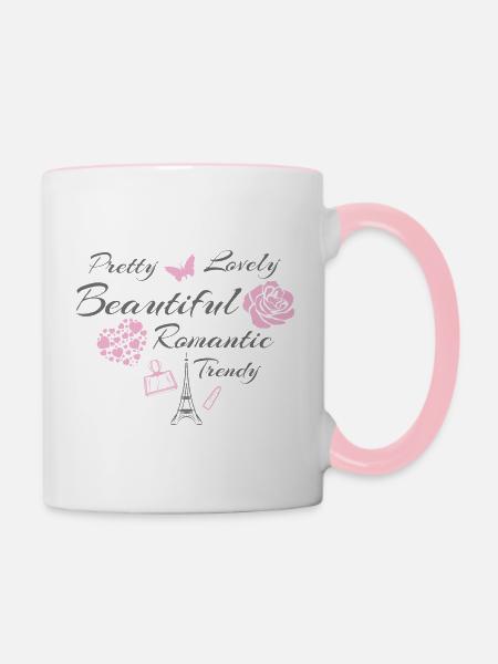 Schönes romantisches Design - Tasse zweifarbig - Weiß/Pink