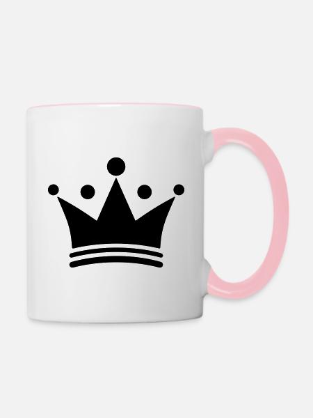 Krone - Tasse zweifarbig - Weiß/Pink