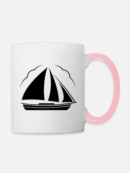 Segelboot - Tasse zweifarbig - Weiß/Pink