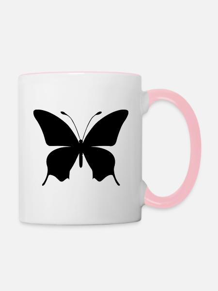 Kleiner Schmetterling - Tasse zweifarbig - Weiß/Pink