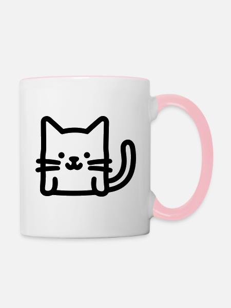 Katze - Tasse zweifarbig - Weiß/Pink