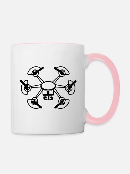 Drohne - Tasse zweifarbig - Weiß/Pink