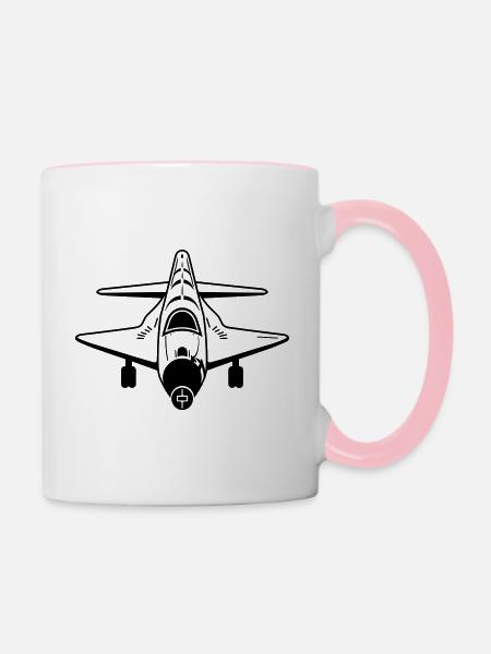 Kampfjet - Tasse zweifarbig - Weiß/Pink