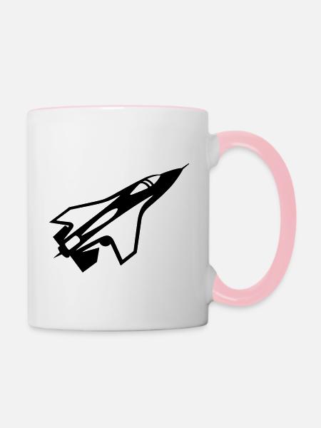 Kampfflugzeug - Tasse zweifarbig - Weiß/Pink