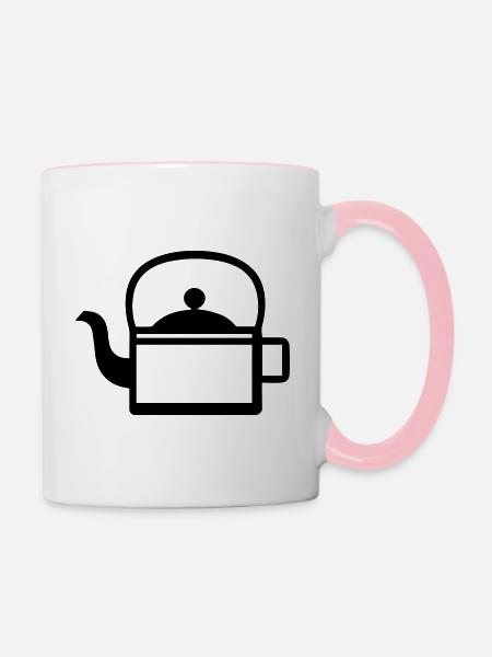 Teekanne - Tasse zweifarbig - Weiß/Pink