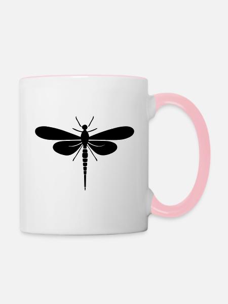Libelle - Tasse zweifarbig - Weiß/Pink