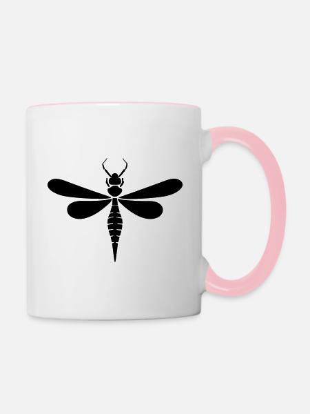 Libelle - Tasse zweifarbig - Weiß/Pink