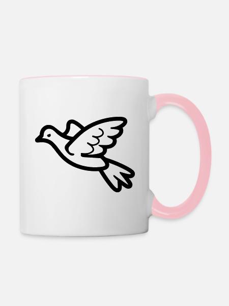 Taube - Tasse zweifarbig - Weiß/Pink