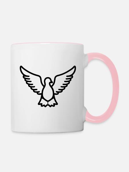 Taube - Tasse zweifarbig - Weiß/Pink