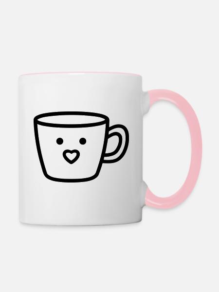 Kaffeebecher - Tasse zweifarbig - Weiß/Pink