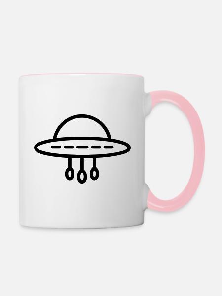 fliegende Untertasse - Tasse zweifarbig - Weiß/Pink