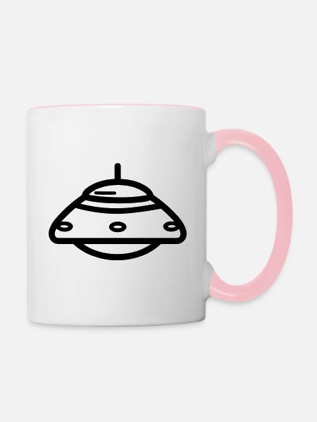 fliegende Untertasse - Tasse zweifarbig - Weiß/Pink