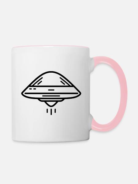 fliegende Untertasse - Tasse zweifarbig - Weiß/Pink