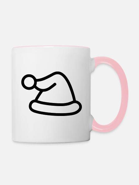 Weihnachtsmütze - Tasse zweifarbig - Weiß/Pink