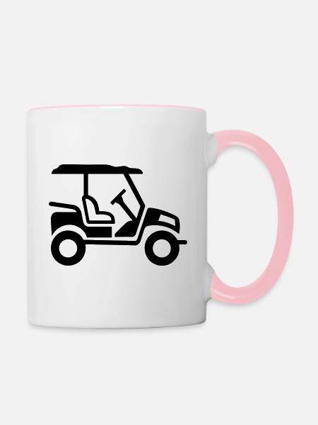 Golfwagen - Tasse zweifarbig - Weiß/Pink