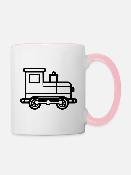 Lokomotive - Tasse zweifarbig - Weiß/Pink