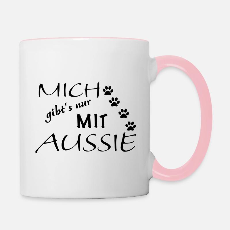 Mich gibts nur mit Aussie - Tasse zweifarbig - Weiß/Pink