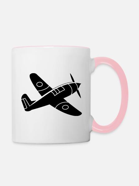 Kampfflugzeug - Tasse zweifarbig - Weiß/Pink