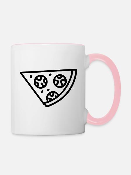 Pizzastück - Tasse zweifarbig - Weiß/Pink