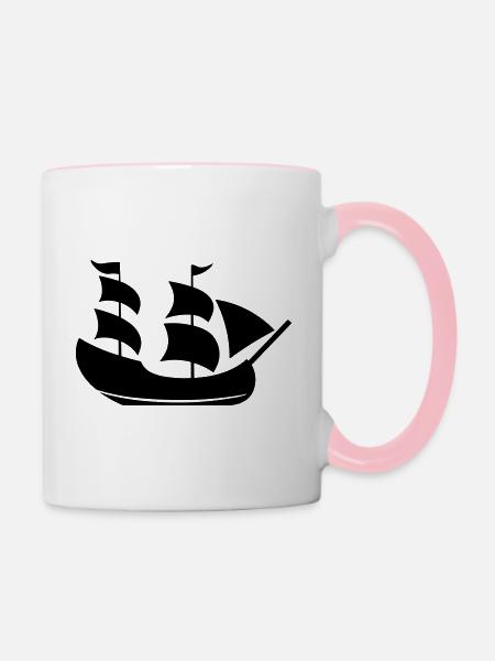 Piratenschiff - Tasse zweifarbig - Weiß/Pink