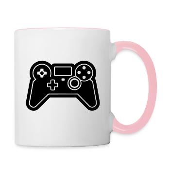 Jeux vidéo manette - Mug contrasté - blanc/rose - Droite