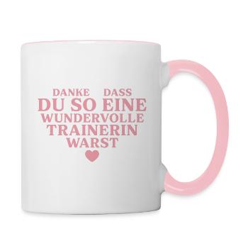 Sportverein Trainerin Abschied Geschenk - Tasse zweifarbig - Weiß/Pink - Rechts