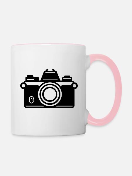 Kamera - Tasse zweifarbig - Weiß/Pink
