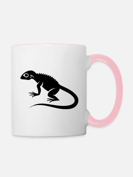 Eidechse - Tasse zweifarbig - Weiß/Pink