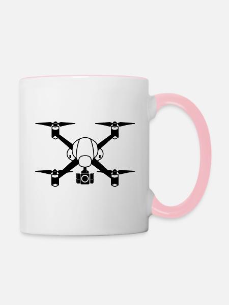 Drohne - Tasse zweifarbig - Weiß/Pink