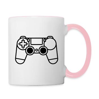 manette de jeux vidéo - Mug contrasté - blanc/rose - Droite