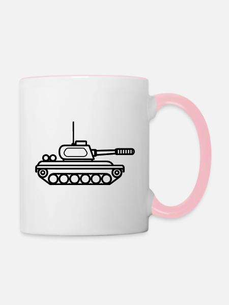 Panzer - Tasse zweifarbig - Weiß/Pink