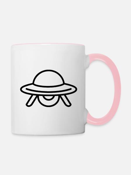 fliegende Untertasse - Tasse zweifarbig - Weiß/Pink