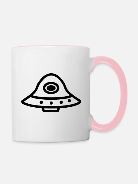 fliegende Untertasse - Tasse zweifarbig - Weiß/Pink