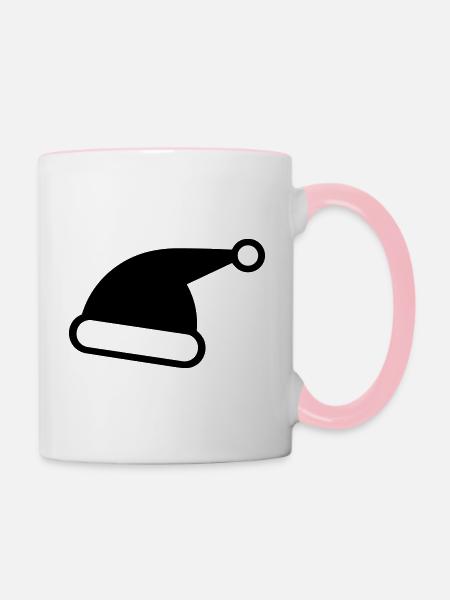 Weihnachtsmütze - Tasse zweifarbig - Weiß/Pink