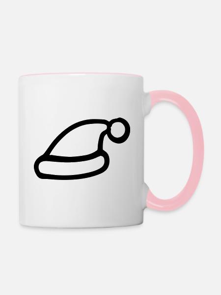 Weihnachtsmütze - Tasse zweifarbig - Weiß/Pink