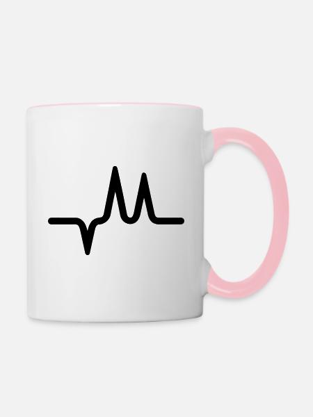 Puls, Herzschlag - Tasse zweifarbig - Weiß/Pink