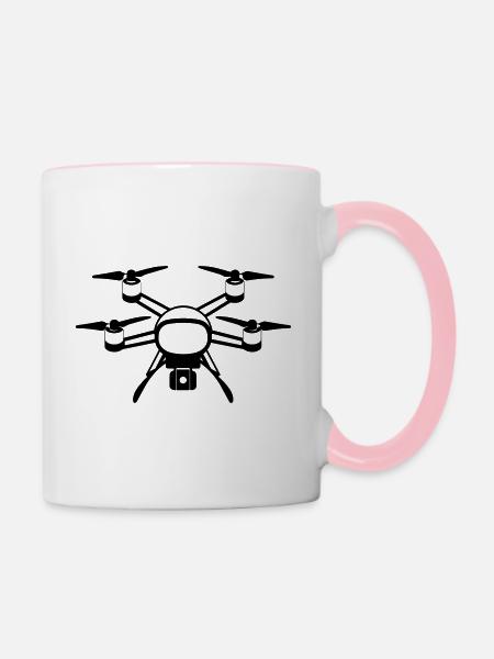Drohne - Tasse zweifarbig - Weiß/Pink