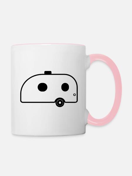 Kleiner Wohnwagen - Tasse zweifarbig - Weiß/Pink
