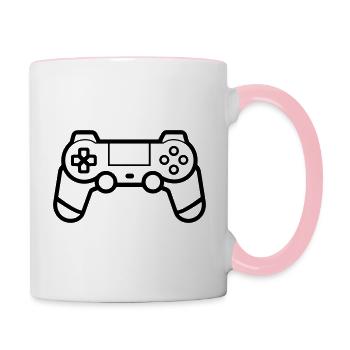 manette de jeux vidéo - Mug contrasté - blanc/rose - Droite